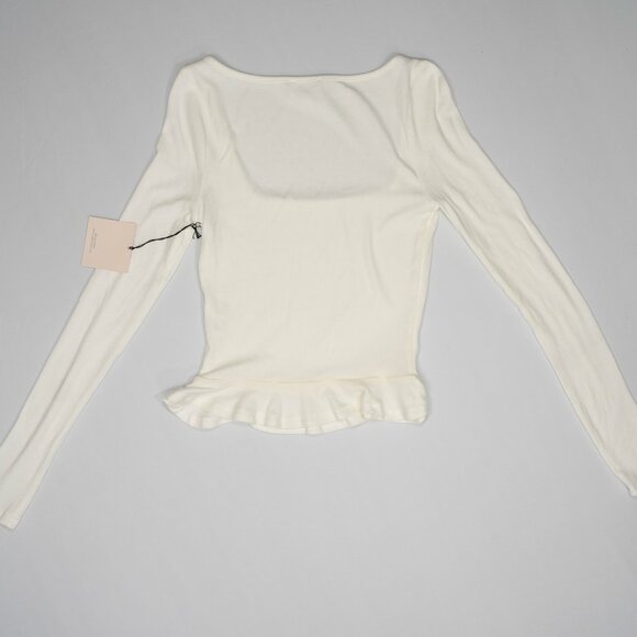 Superdown White Long Sleeve Scoop Neck Top - XS - Picture 2 of 2